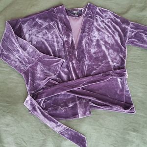 Velvet Disco Queen Bell Sleeve Belted Kimono